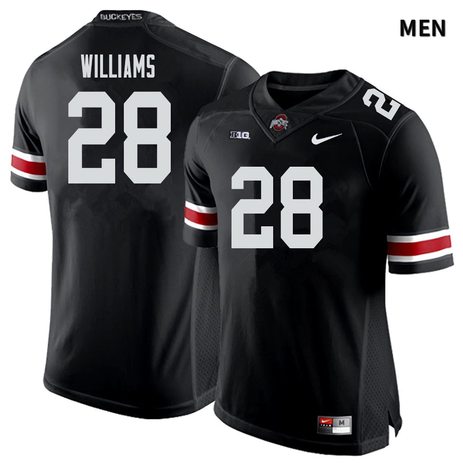 Miyan Williams Ohio State Buckeyes Men's NCAA #28 Black White Number College Stitched Football Jersey XWU2556UP